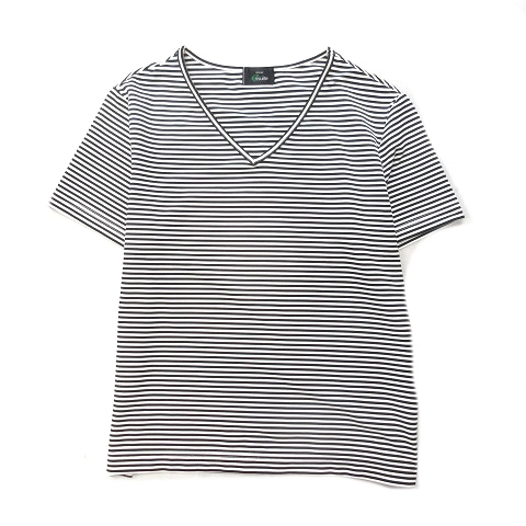 エンスウィート レナウン Ensuite ボーダー ニット セーター カットソー ストレッチ Vネック 半袖 黒 白 レディース ７ 026 ベクトルパーク