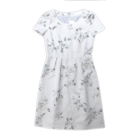 未使用品 プロポーション ボディドレッシング Proportion Body Dressing 花柄 ワンピース フレア カットソー 膝丈 バックジップ 半袖 1 薄青 マルチ 121 レディース ７ 026 ベクトルパーク