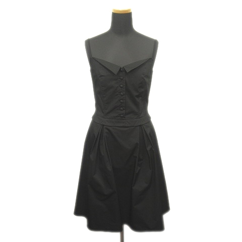 美品 フォクシーニューヨーク Foxey New York キャミ パーティ ドレス ワンピース センターボタン 38 ブラック 黒 レディース レディース 026 ベクトルパーク