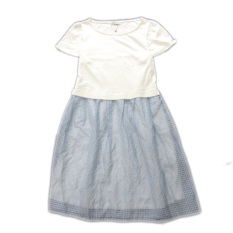 アースミュージック エコロジー Earth Music Ecology ワンピース カットソー ニット シフォン 半袖 M 白 水色 ｈ レディース ７ 026 ベクトルパーク