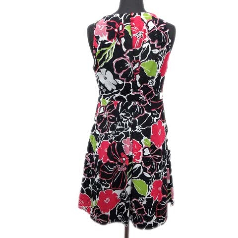 美品 バナナリパブリック Banana Republic タックネック 花柄 ワンピース カットソー ノースリーブ 総柄 0 黒 マルチ レディース ６ 026 ベクトルパーク
