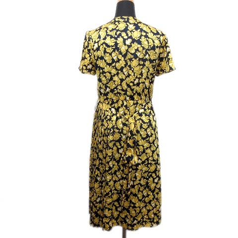 美品 バナナリパブリック Banana Republic 花柄 ラップ ワンピース カットソー ガウン Xs 黄 ネイビー レディース ６ 026 ベクトルパーク