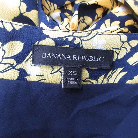 美品 バナナリパブリック Banana Republic 花柄 ラップ ワンピース カットソー ガウン Xs 黄 ネイビー レディース ６ 026 ベクトルパーク
