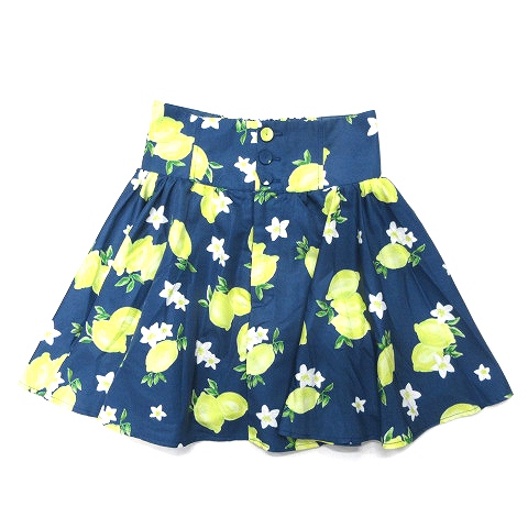 美品 ティティー コー Titty Co 花柄 レモン 総柄 イージー ミニ フレア スカート 041 850 090 S 紺 ネイビー レディース レディース 026 ベクトルパーク