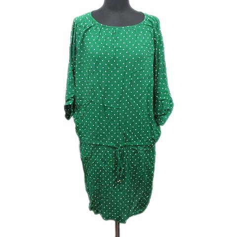 美品 アースミュージック エコロジー Earth Music Ecology ワンピース カットソー ドット ドローコード ドルマン F 緑 レディース ５ 026 ベクトルパーク