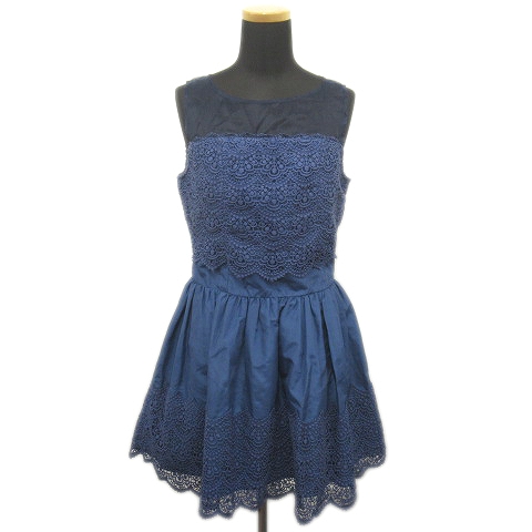 美品 デイシー Deicy レース シースルー パーティドレス ワンピース フレア 1 ブルー 青 レディース 15 ８ レディース 026 ベクトルパーク