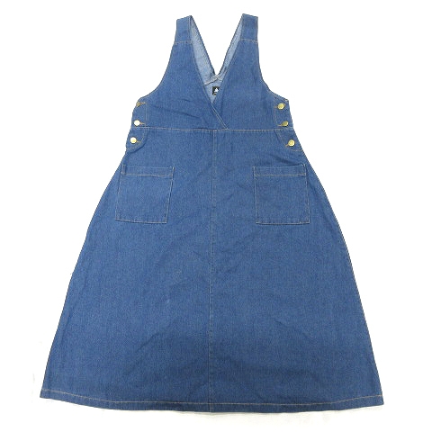 メルロー Merlot デニム ジャンパースカート ノースリーブ ワンピース カットソー 無地 青 ブルー レディース ８ レディース 026 ベクトルパーク