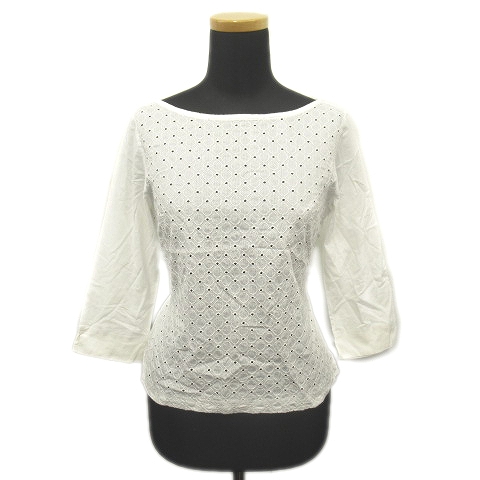 ノーリーズ Nolley S レース ブラウス 七分袖 カットソー プルオーバー 38 ホワイト 白 レディース 7 ８ レディース 026 ベクトルパーク