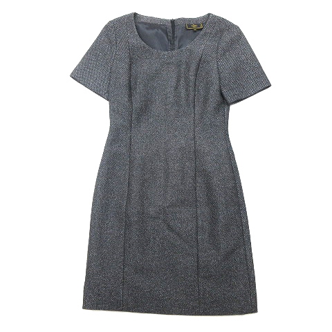 フェンディ Fendi ウール ワンピース カットソー 半袖 バックジップ 丸首 大きいサイズ 42 Xl ブラック グレー レディース ９ レディース 026 ベクトルパーク