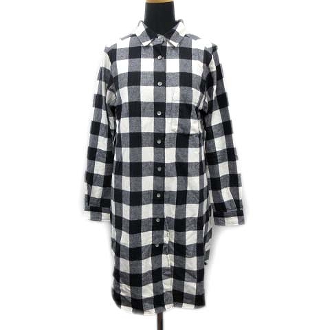 美品 ジャーナルスタンダード Journal Standard ネルシャツ ワンピース カットソー ブロックチェック 黒 グレー 白 レディース 026 ベクトルパーク