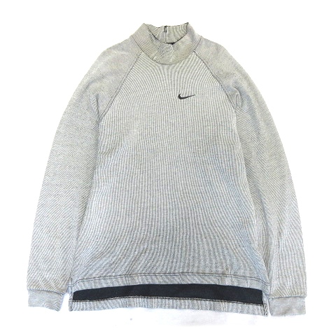 ナイキ Nike ストライプ ニット セーター カットソー ハイネック ロゴ 刺繍 長袖 S 黒 白 メンズ ９ 026 ベクトルパーク