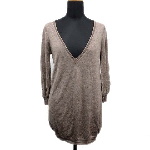 アーバンリサーチ Urban Research ニット ワンピース セーター 背開き Vネック アルパカ混 F 茶 レディース ９ 026 ベクトルパーク