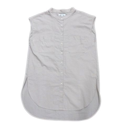 グローバルワーク Global Work ノースリーブ オーバー シャツ ブラウス カットソー スタンドカラー リネン混 後ろ下がり L ベージュ レディース 10 026 ベクトルパーク