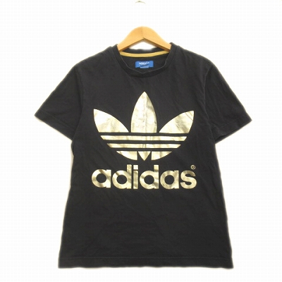 アディダスオリジナルス Adidas Originals ビッグ ゴールドロゴ Tシャツ カットソー プルオーバー クルーネック Z Xs ブラック ゴールド メンズ 3 10 メンズ 026 ベクトルパーク