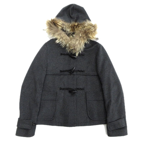 バナーバレット Banner Barrett ラクーンファー メルトン ウール ショート ダッフル コート ジャケット ブルゾン 38 グレー レディース 10 レディース 026 ベクトルパーク