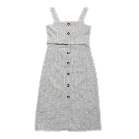 美品 アルシーヴ Archives グレンチェック ノースリーブ キャミ ワンピース カットソー ストレッチ ベルト 前開き F ベージュ マルチ レディース 10 026 ベクトルパーク