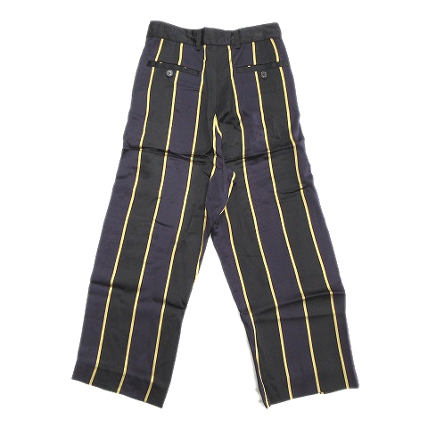 美品 16aw ドリスヴァンノッテン Dries Van Noten ストライプ ワイド レーヨン パンツ 36 黒 ブラック 紫 ゴールド レディース レディース 026 ベクトルパーク