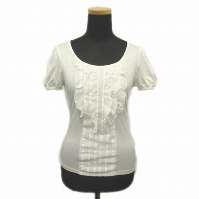 アナイ Anayi フリル ブラウス 半袖 Tシャツ カットソー クルーネック 38 ホワイト 白 レディース 3 10 レディース 026 ベクトルパーク