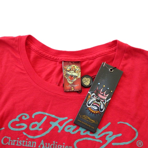 未使用品 エドハーディー Ed Hardy スカル ロゴ ラインストーン T