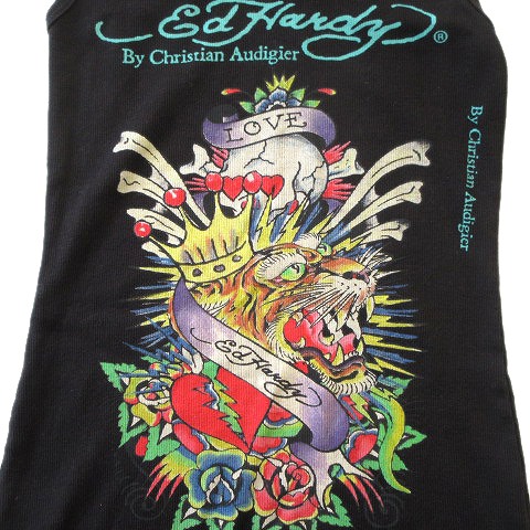 未使用品 エドハーディー Ed Hardy 虎 タイガー スカル ロゴ