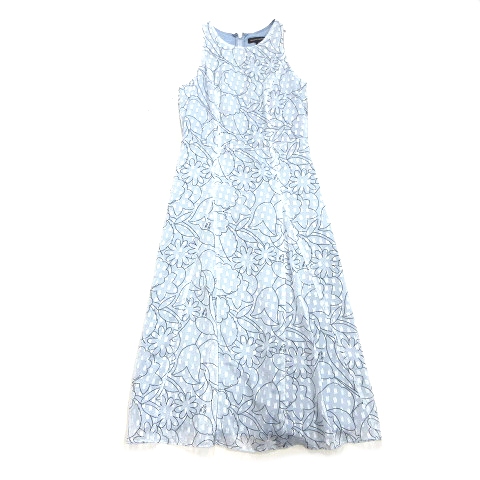 バナナリパブリック Banana Republic 刺繍 総柄 シフォン ノースリーブ ドレス ワンピース カットソーロング丈 0 水色 黒 レディース 026 ベクトルパーク