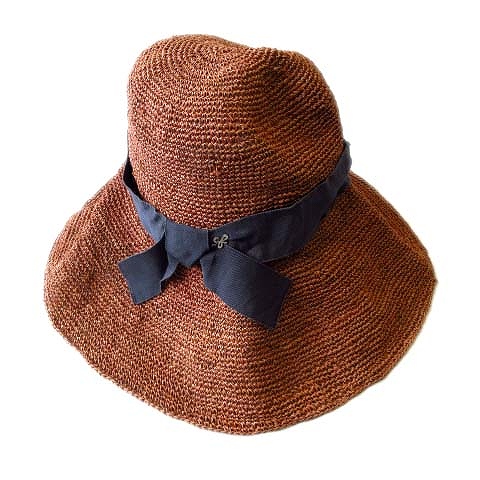 クール Coeur スラウチハット つば広 帽子 リボン 編み込み ペーパー 赤茶 レディース 11 026 ベクトルパーク
