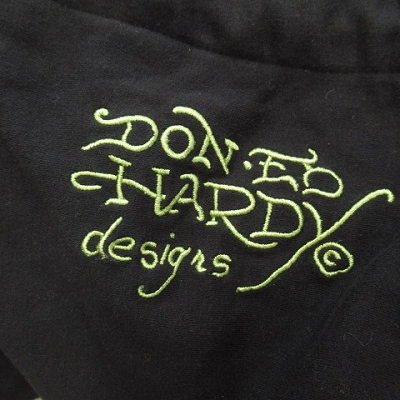 【レア】エドハーディー パーカー ベロア ラインストーン 刺繍 ブラック L エドハーディー Ed Hardy LOVE DIE HARD&ROSES スカル パーカー