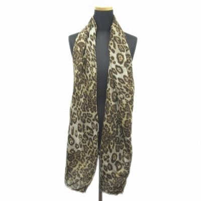美品 アルテア Altea レオパード 大判 ストール ショール アニマル柄 豹柄 ウール ベージュ ブラウン メンズ レディース 36 11 メンズ レディース 026 ベクトルパーク