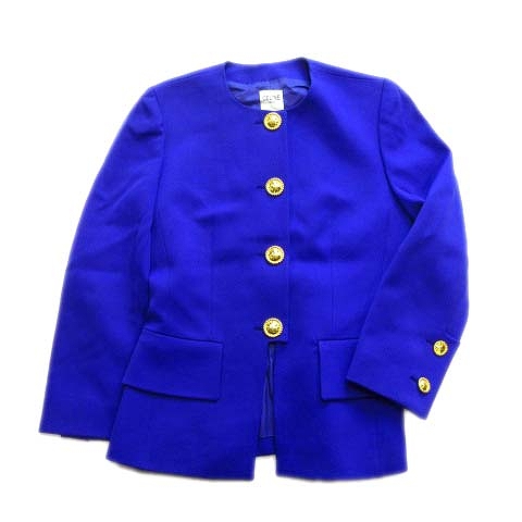 未使用品 セリーヌ CELINE マカダム ノーカラー ジャケット ブルゾン 