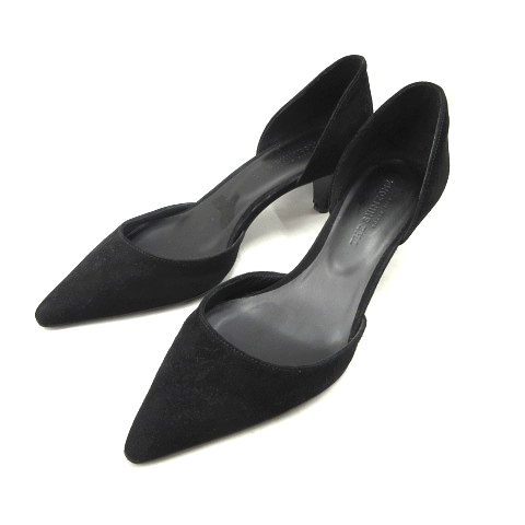 美品 シンゾーン The Shinzone スエード パンプス ヒール シューズ 靴 ポインテッドトゥ 37 黒 ブラック レディース 11 026 ベクトルパーク