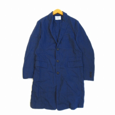 ディスコート Discoat リネン100 ロング チェスターコート ジャケット M ブルー 青 メンズ 24 11 メンズ 026 ベクトルパーク
