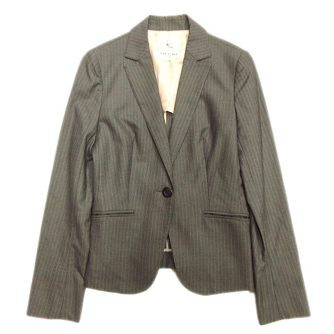 クミキョク 組曲 Kumikyoku ストライプ テーラード ジャケット ブレザー 背抜き ストレッチ 2 灰 グレー レディース 11 レディース 026 1295 ベクトルパーク