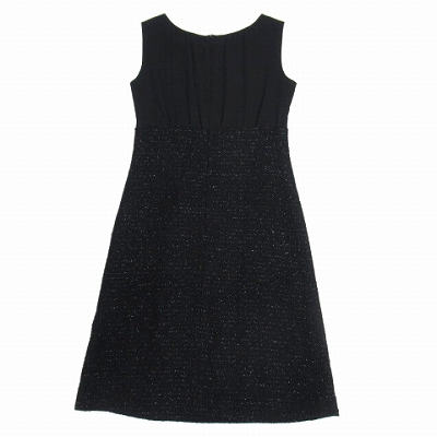 美品 シップス Ships シフォン ウール 切替 ノースリーブ ワンピース カットソー バックジップ 丸首 M 黒 ブラック レディース 12 レディース 026 ベクトルパーク