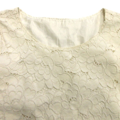 ナノユニバース Nano Universe 花柄 レース Tシャツ カットソー ブラウス 半袖 U 2552 38 白 オフホワイト レディース 11 レディース 026 ベクトルパーク