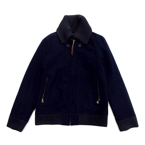 ジョンブル Johnbull ジャケット ブルゾン リブカラー ウール カシミヤ混 ジップアップ M ネイビー メンズ 12 026 ベクトルパーク
