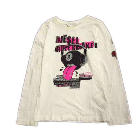 ディーゼル Diesel プリント Tシャツ カットソー 七分袖 丸首 S 白 ホワイト レディース 026 ベクトルパーク