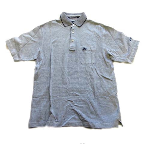 美品 バーバリーゴルフ Burberry Golf ロゴ 刺繍 ポロシャツ カットソー スポーツ L グレー ネイビー メンズ 12 026 ベクトルパーク