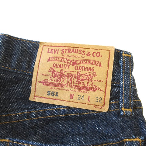美品 リーバイス Levi S 551 日本製 デニム テーパード スリム パンツ W24 インディゴ レディース 12 レディース 026 ベクトルパーク