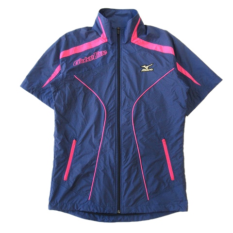 美品 ミズノ Mizuno スポーツウェア ジャージ 半袖 ジャケット ブルゾン ロゴ O 紺 ピンク メンズ メンズ 026 ベクトルパーク