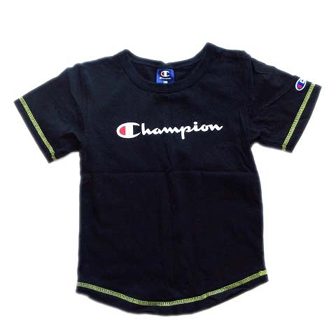 チャンピオン Champion ロゴ プリント Tシャツ カットソー 刺繍 130 黒 キッズ 子供 ジュニア 026 ベクトルパーク