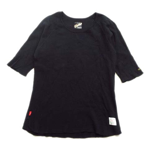 ヴィクティム Victim サーマル Tシャツ カットソー ワッフル 五分丈 ロゴ 刺繍 Xl 黒 ブラック メンズ 12 026 ベクトルパーク