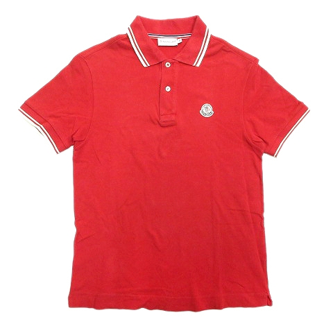 モンクレール Moncler ロゴ ワッペン ポロシャツ カットソー 鹿の子 ライン 半袖 S 赤 レッド メンズ 国内正規 12 メンズ 026 ベクトルパーク