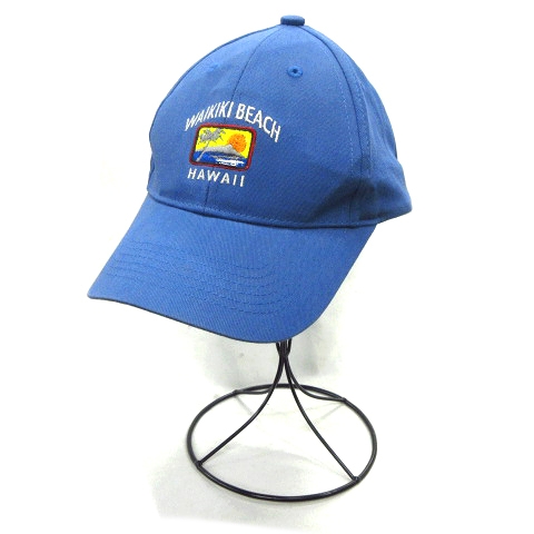ハワイアン Hawaiian Headwear Waikiki Beach 刺繍 コットン スナップバック キャップ 帽子 青 ブルー レディース 026 ベクトルパーク