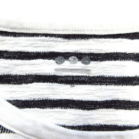 スリードッツ Three Dots ボーダー タオル地 Tシャツ カットソー M 白 黒 メンズ 12 メンズ 026 ベクトルパーク