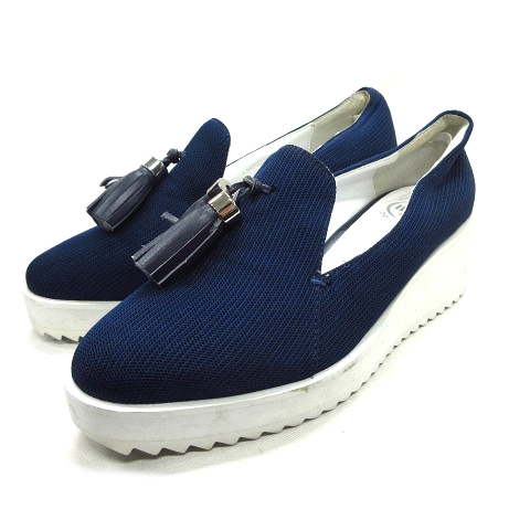 ジェフリーキャンベル Jeffrey Campbell イビサ Ibiza 厚底 タッセル スリッポン シューズ メッシュ 36 ネイビー レディース 12 026 ベクトルパーク