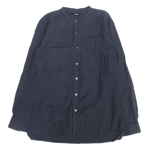アタッチメント Attachment ギンガムチェック ノーカラー シャツ カットソー 長袖 3 紺 黒 メンズ 12 メンズ 026 ベクトルパーク