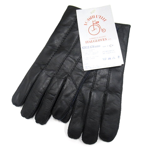 未使用品 セルジオデローザ Sergio De Rosa レザー ショート グローブ 手袋 本革 L 黒 ブラック メンズ レディース 12 メンズ レディース 026 ベクトルパーク