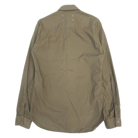 15ss マルタンマルジェラ Martin Margiela 10 メゾンマルジェラ Maison Margiela ドレス ビジネス スリム シャツ カットソー レギュラーカラー 長袖 サイズ44 カーキ メンズ メンズ 026 ベクトルパーク