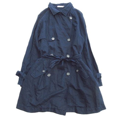 ザンパ Z Of Zampa オーガニック Organic トレンチ コート ジャケット ブルゾン ベルト紐付き リネン混 M 紺 ネイビー レディース レディース 026 ベクトルパーク