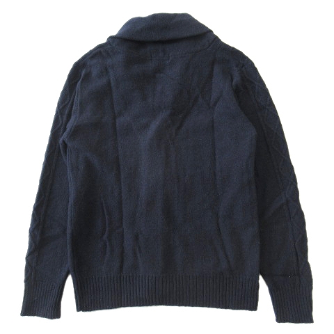 美品 カンサイジーンズ Kansai Jeans ウール ケーブルニット カーディガン カットソー 長袖 ショールカラー N464ky001 サイズm 紺 ネイビー メンズ １ メンズ 026 ベクトルパーク